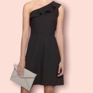 Banana republic one shoulder ruffle fit and flare dress